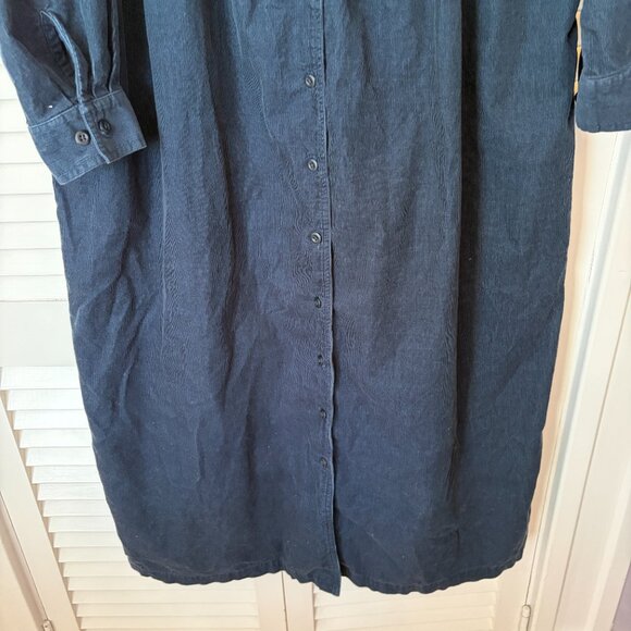 Vintage L.L. Bean shirtdress 16 corduroy navy blue cotton - Picture 2 of 8